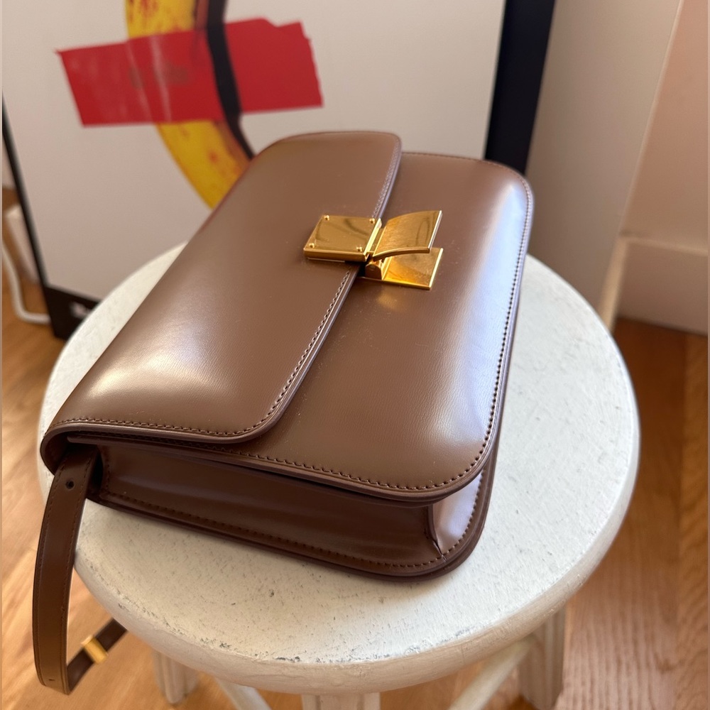 Genuine Leather Taupe Crossbody Handbag